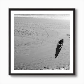 Patterns On The Beach And In The Sand, Black And White St Sebastian, Spain Square Art Print