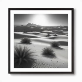 Sahara Countryside Peaceful Landscape Black And White Still Digital Art Perfect Composition Beau (5) Art Print