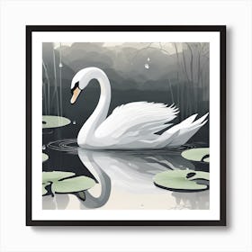 Swan In Water 6 Art Print
