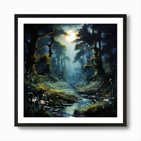 Forest At Night Art Print