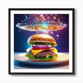 Hamburger With Flying Saucer Art Print