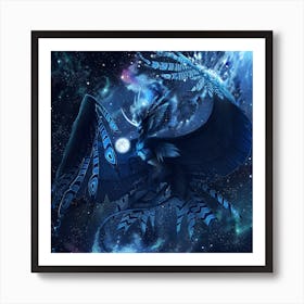 Blue Dragon In Space Art Print