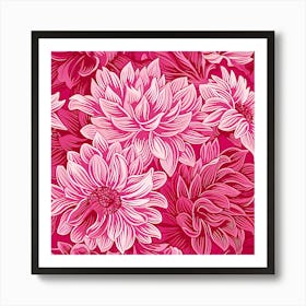 Seamless Pattern With Pink Flowers Art Print