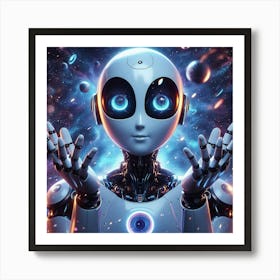 Robot In Space Art Print