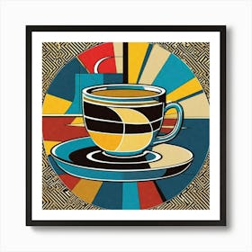 Colored plate coffee cup Art Print