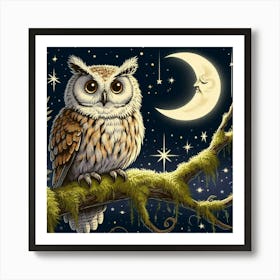 Owl At Night Art Print