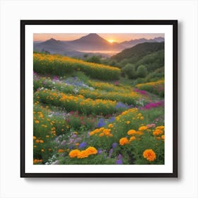 Sunset In The Mountains 4 Art Print