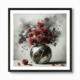 Roses In A Marble Vase 7 Art Print