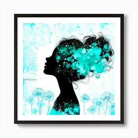 Flowers And Silhouette - Serene Elegance Art Print