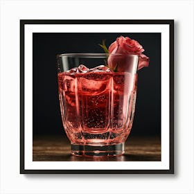 Cocktail With A Rose Art Print