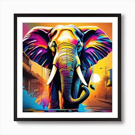 Colorful Elephant Painting Art Print