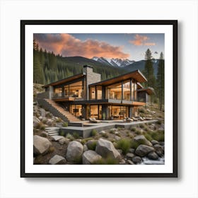 Modern Mountain Home 1 Art Print