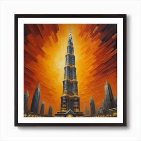 Burj Khalifa dubai oil paint Art Print