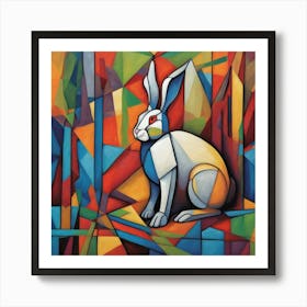 Rabbit Cubism Style Art Print