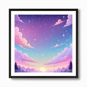 Sky With Twinkling Stars In Pastel Colors Square Composition 239 Art Print