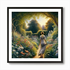 Woman In A Garden 6 Art Print