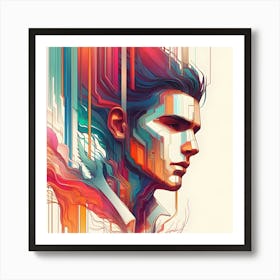 Abstract Portrait Of A Man Art Print