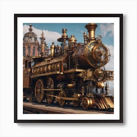 Steampunk World" - Steampunk world filled with intricate gears, steam-powered machines, and Victorian-era aesthetics Art Print