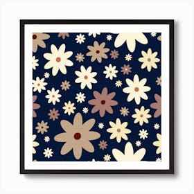 Hippie Flowers Boho Seamless Background Floral Retro Pattern Art Print