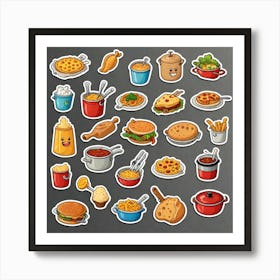 Cartoon Food Stickers Art Print