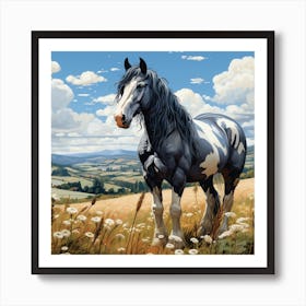 Piebald Horse In Countryside Art Print