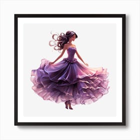 Girl In A Purple Dress Art Print