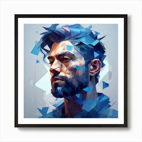 Cubist Portrait Of A Man Using Sharp Geometric Shapes To Form His Features Art Print