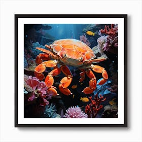 Crab In The Sea Art Print