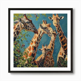 Acrylic Painting Inspired Giraffes Art Print