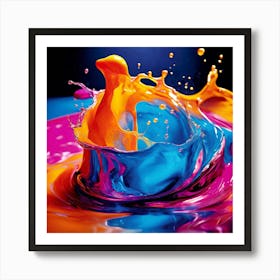 Fresh Colors Liquid 3d Design Spark Hot Palette Shapes Dynamism Vibrant Flowing Molten (16) Art Print