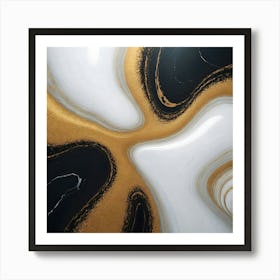 Abstract Gold And Black Swirls Art Print