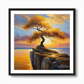 Tree On The Cliff Art Print