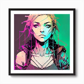 Girl In Neon Art Print