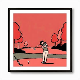 Golfer In Red Art Print