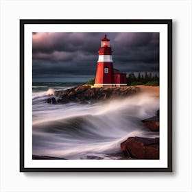 Lighthouse At Dusk Art Print