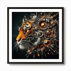 Tiger With Gears Art Print