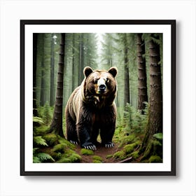 Brown Bear In The Forest 14 Art Print