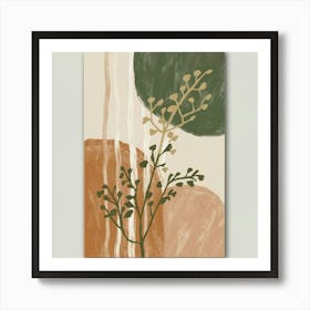 Abstract boho wall art in beige and green 2 Art Print