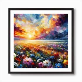 Sunset In The Meadow 1 Art Print