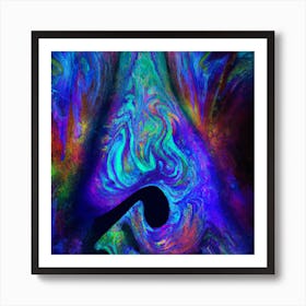 Abstract Painting Blue Flame Art Print