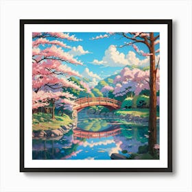 Cherry Blossom Bridge 1 Art Print