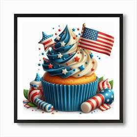 4th Of July Cupcake Art Print