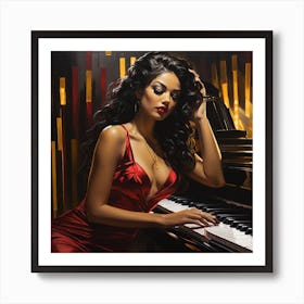 Sexy Woman At The Piano Art Print