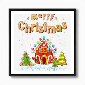 Merry Christmas Gingerbread House Baking Candy Cane Gifts Art Print