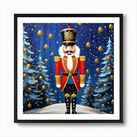 Nostalgic Nutcracker Painting A Winter Wonderland Art Print