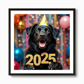 Flux Dev A Joyful Black Dog With A Shiny Coat And Bright Brown 3 Art Print