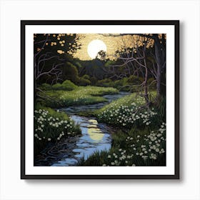 Moonlight Stream Art Print