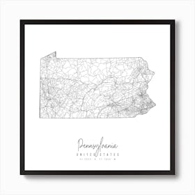 Pennsylvania Minimal Street Map Square Art Print