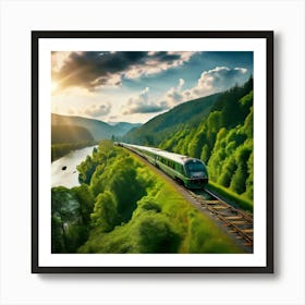 Travel Sky Train Scenery Forest Summer Landscape View Freight Bay Sunlight Green Beautif (15) Art Print