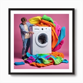 Rainbow Washing Machine Art Print